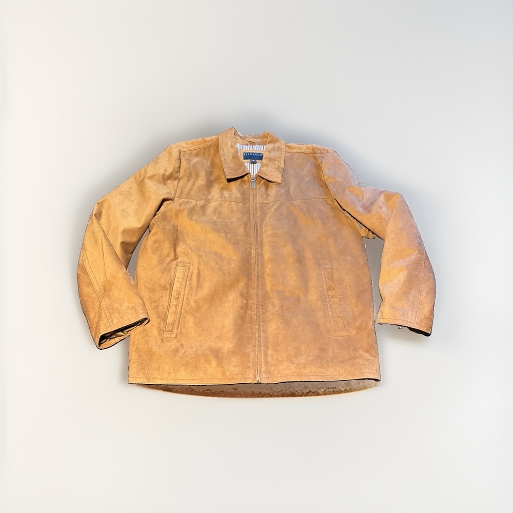 Bernardo Men's XL Camel Washable Suede Leather Car Coat